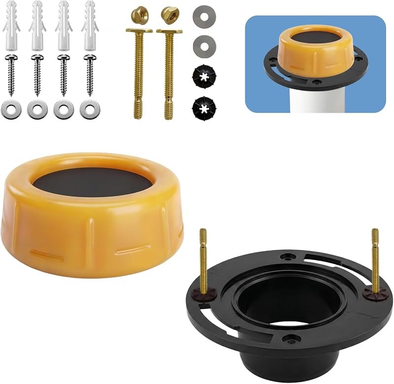 Extra Thick Toilet Wax Ring with Flange, Universal Fit for 3" or 4" Waste Lines, Complete Toilet Installation Kit
