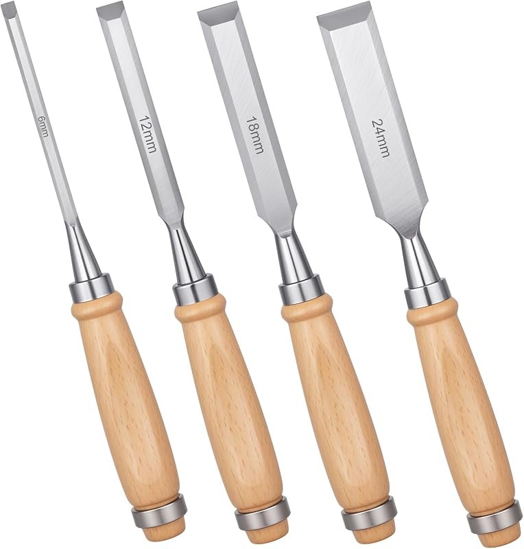 4 Piece Wood Chisel, Wood Woodworking Tools Set, Bevel Edge Chisels Sets — wood chisel set for wood chisel set