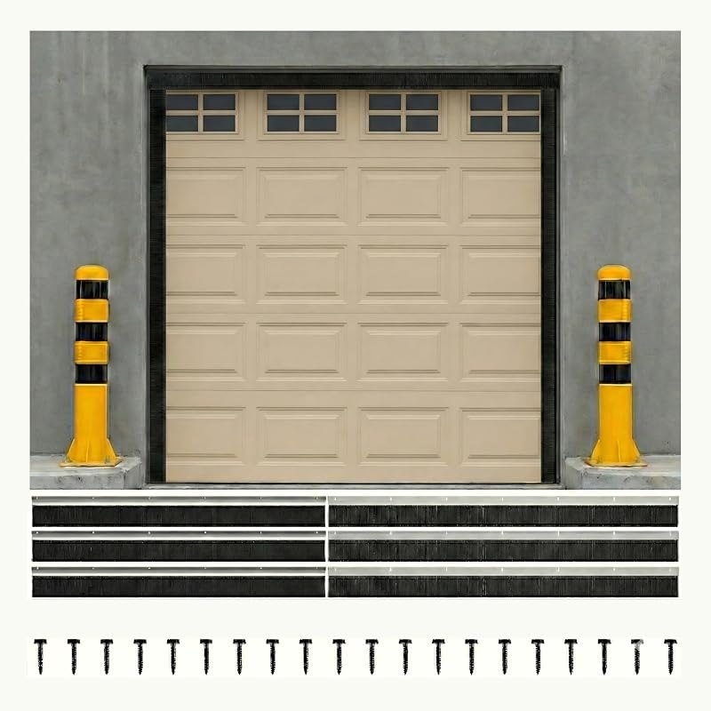 Garage Brush Seal Kit for Roll up Door 8 X 8Ft, Weather Stripping Garage Door Seal Top and Sides -Heavy Duty Nylon