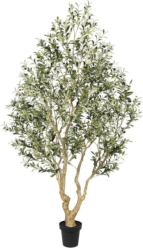 FEELEAD Faux Olive Tree 8ft - Tall Olive Trees Artificial Indoor Home Decor — artificial olive tree 6 feet for