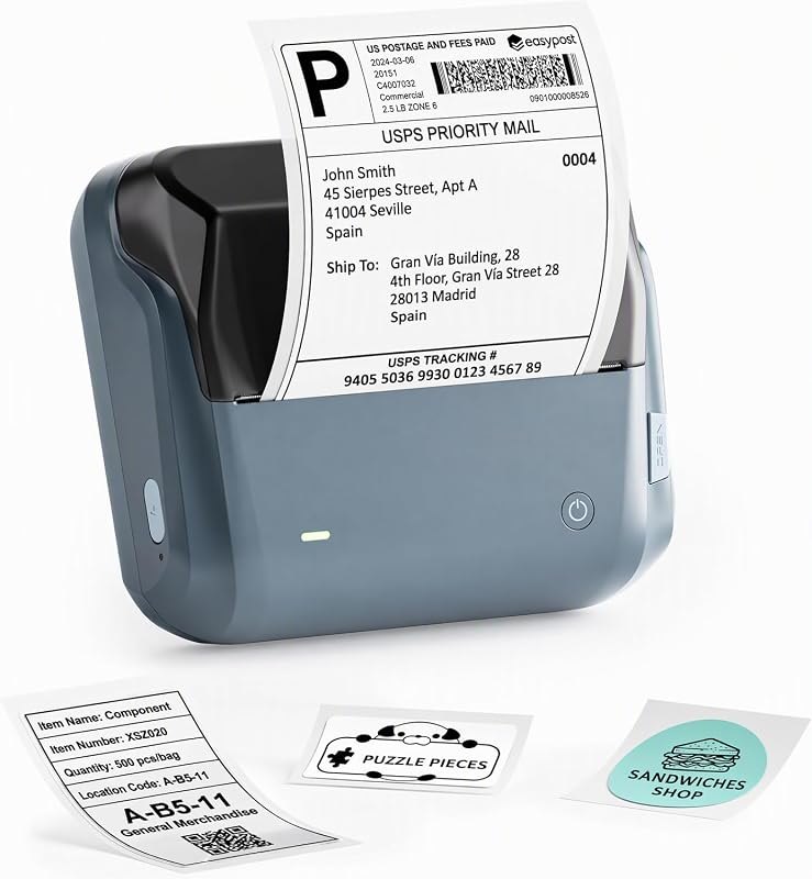 NIIMBOT B4 4 Inch Thermal Label Printer, Bluetooth Shipping Label Printer & Portable Sticker Maker, for Small Business