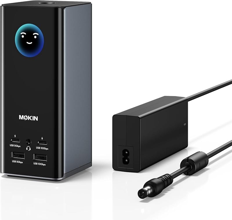 MOKiN Smart LCD Docking Station,18-Port USB C Docking Station Triple Display with 3HDMI+2DP, Smart Display, Triple 4K