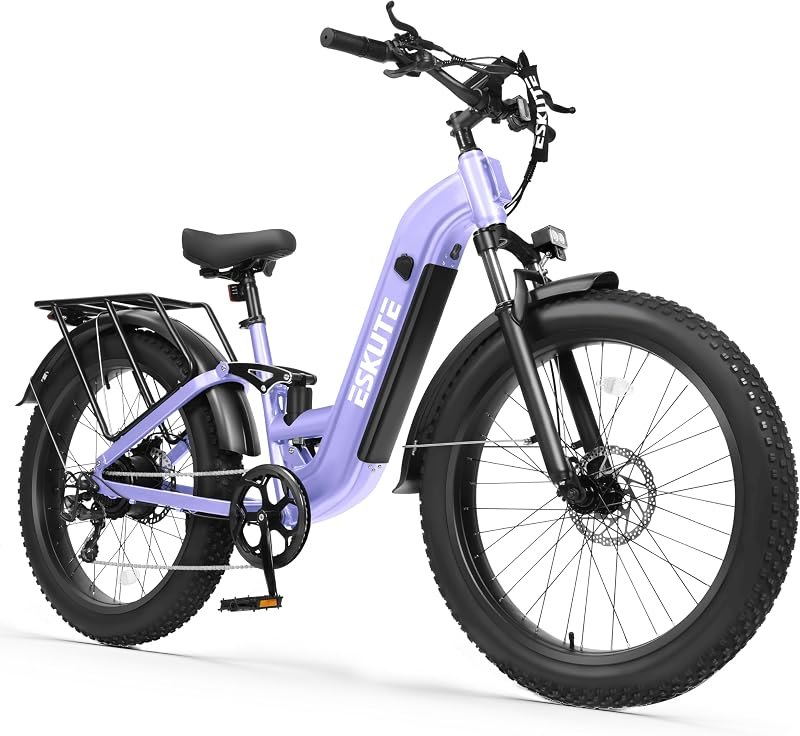 ESKUTE Electric Bike for Adults - 48V20.8Ah 86 Miles Battery Commuter, 32+MPH, Peak 1800W Brushless Motor, 26x4.0 Fat