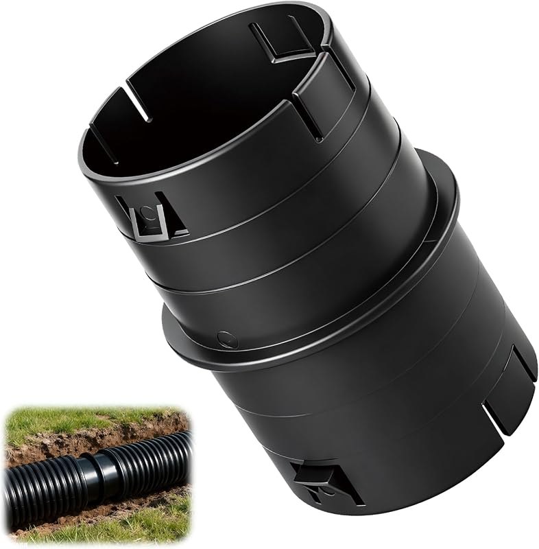 4" Universal Pipe Connector, Corrugated to PVC Pipe Adapter, Yard Drainage Coupler for Sump Pump Discharge & Downspout