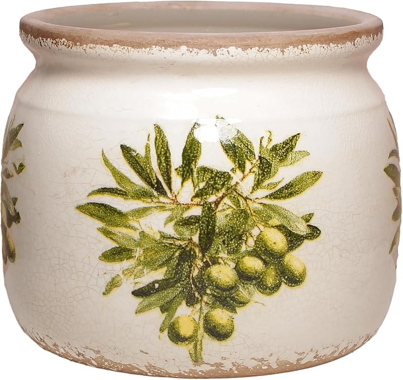 Olive Ceramic Planter, Italian Mediterranean Flower Pot for Indoor Plants — olive tree planter for olive tree planter