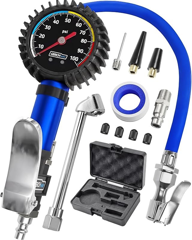 Tire Inflator with Pressure Gauge — air tire chuck for air tire chuck