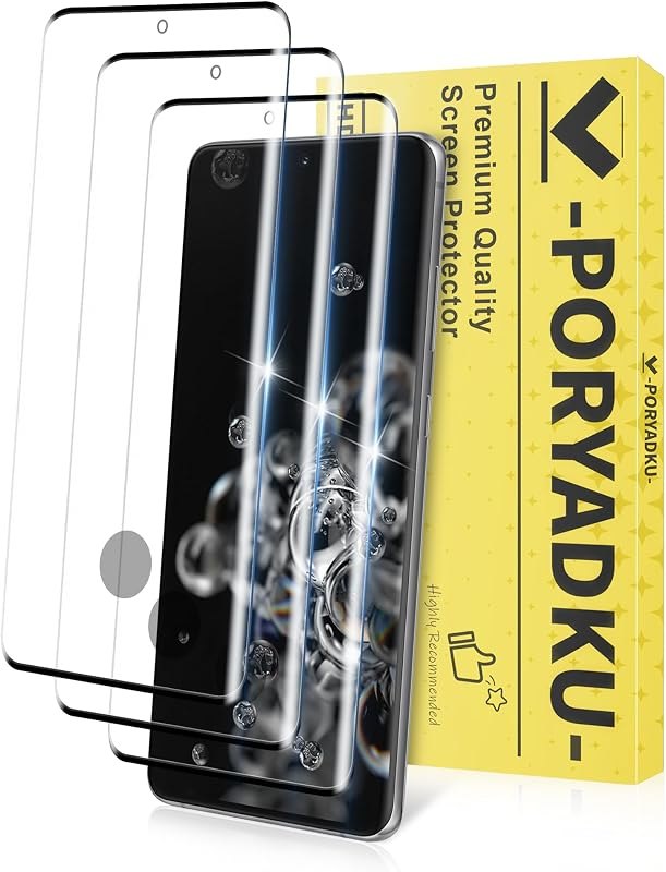 3 Pack for Samsung Galaxy S20 Ultra Screen Protector, 9H Tempered Glass Full Coverage, Case Friendly, HD Clear