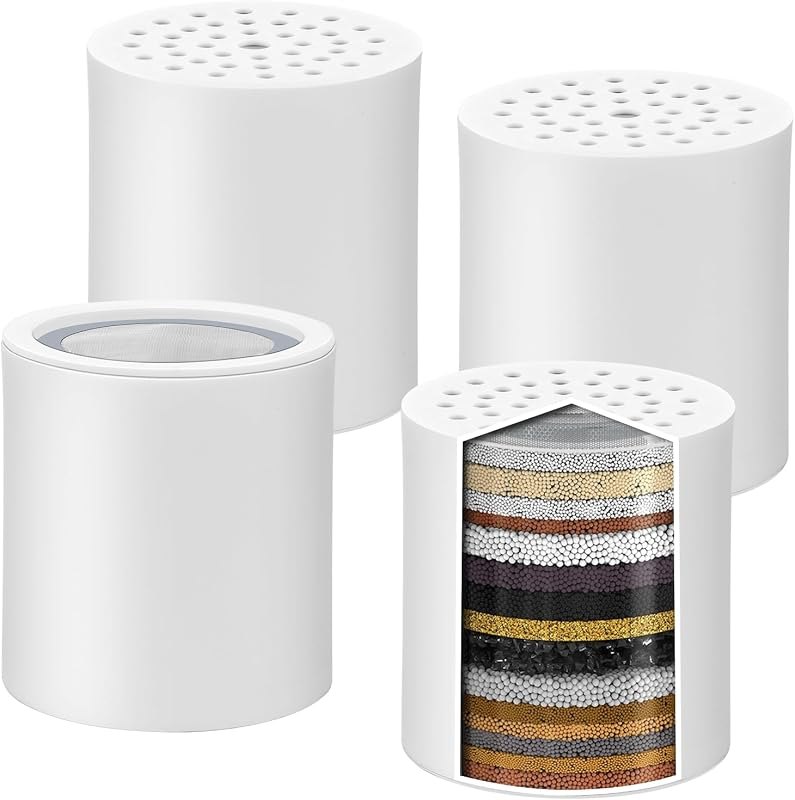 4 Pack 20 Stage Shower Filter Replacement Cartridge Filter with Vitamin C Shower Head Replacement for Hard Water by