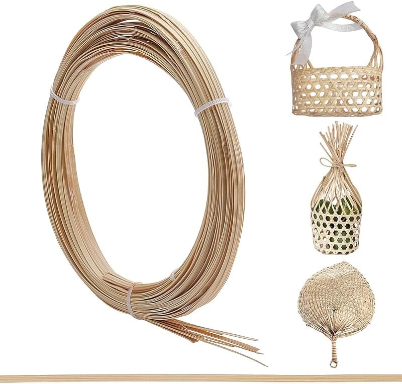FREEBLOSS 10 Rolls Bamboo Strips for Weaving 0.12inch x 9.8ft Wicker Repair Kit 0.4mm Thick Bamboo Strips for Basket