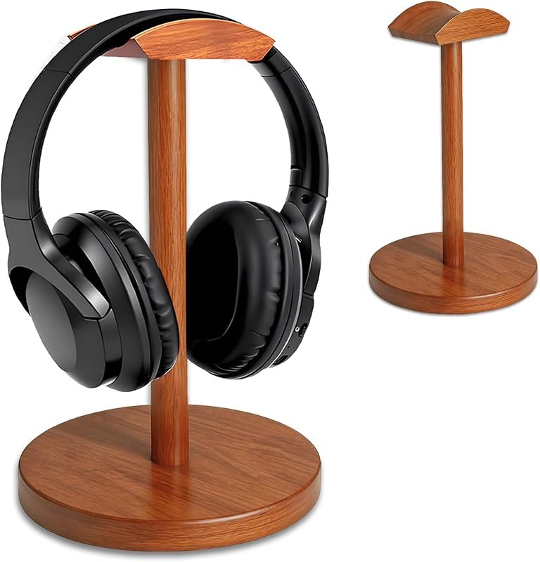 Solid Walnut Wood Headphone Stand with Storage Base — audio headphone stand for audio headphone stand