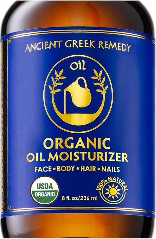 Organic Body Oil Dry Skin 8oz - After Shower Natural Face Oil & Body Moisturizer with Cold Pressed Almond, Olive