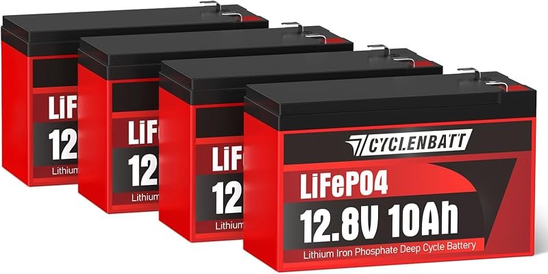 4 Pack 12V 10Ah LiFePO4 Lithium Battery, UL Certified — 12v ham radio battery for 12v ham radio battery
