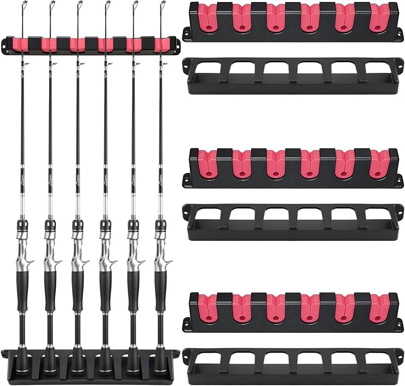 3 Set Fishing Rod Holders for Garage Wall Mount Pole Racks, Vertical — fishing rod storage rack for fishing rod