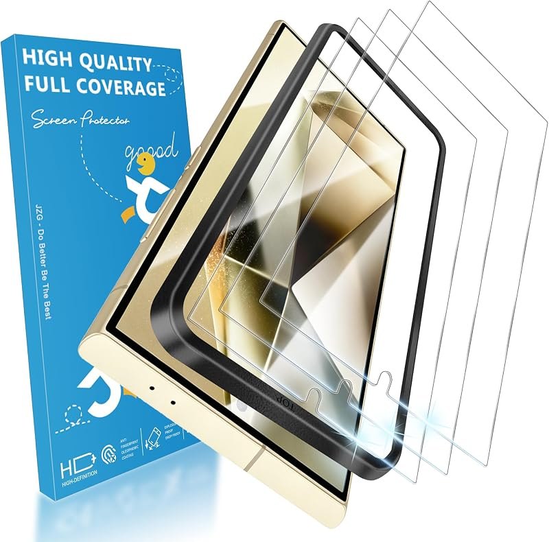 3 Pack for Samsung Galaxy S24 Ultra Screen Protector, 9H Tempered Glass Full Coverage, Case Friendly, HD Clear