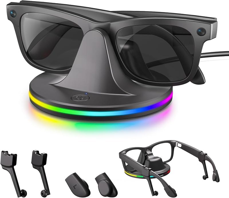 Charging Stand for Ray-Ban Meta Smart Glasses, Charging Dock Compatible with Wayfarer/Headliner/Skyler & Oakley HSTN