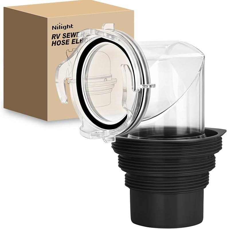 Nilight 90 Degree RV Sewer Hose Fitting, 4-in-1 Adapter, Clear Elbow