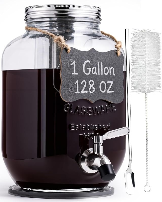 1 Gallon Cold Brew Coffee Maker, Mason Jar with Stainless Steel Filter — cold brew maker for cold brew maker
