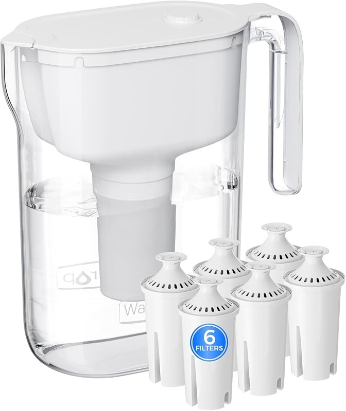 Waterdrop PT-11W 7-Cup Water Filter Pitcher with 6 Filters, White — countertop water filter for countertop water filter