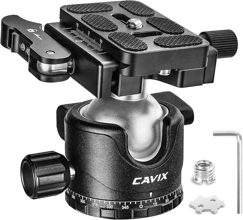 CAVIX H-36F Tripod Head with Lever Release, 36mm Camera Tripod Ball Head with Arca Swiss Quick Release Plate, Max Load