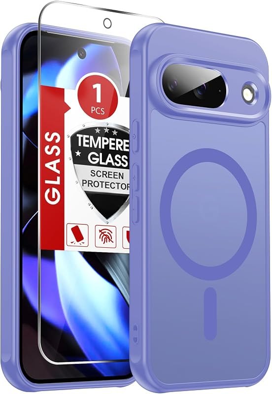 LeYi for Google Pixel-9 Case: Pixel 9 Phone Cover with Screen Protector [Mag-Safe Fit], Magnetic Matte Slim