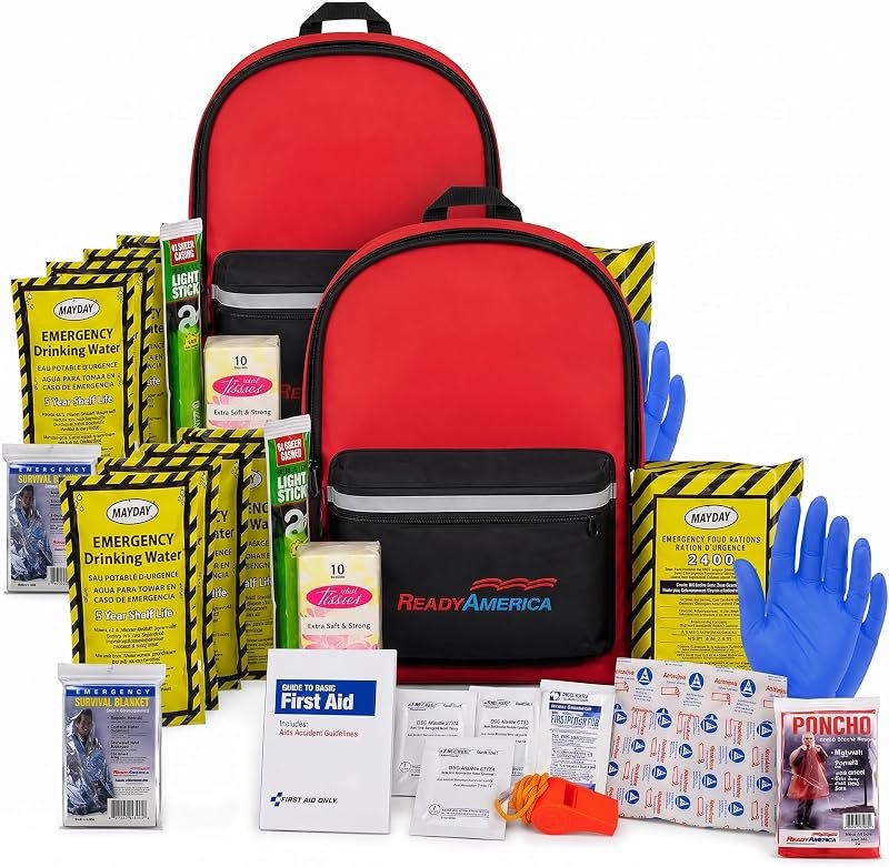 Ready America 70180 72 Hour Emergency Kit, 1-Person, 3-Day Backpack, Includes First Aid Kit, Survival Blanket