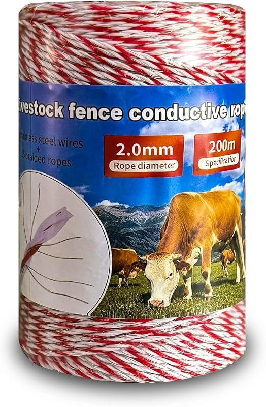 656Ft 6-Strand Polywire Electric Fence Rope Stainless Wire — electric fence charger for electric fence charger