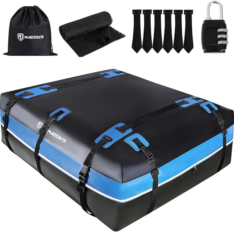 MD MADOATS Rooftop Cargo Carrier, 22 Cubic Ft Car Roof Cargo Carrier for All Vehicles, 840D Waterproof Car Top Carrier