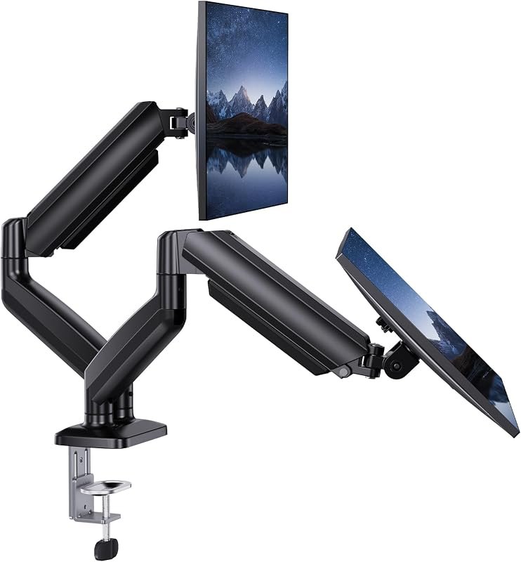 HUANUO Dual Monitor Mount for 2 Monitors up to 30 inches, Each Arm Holds Max 22lbs, Dual Monitor Stand with Advanced