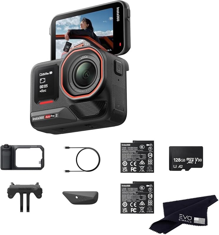 Insta360 Ace Pro 2 Dual Battery Xplorer Pro Bundle with 128GB Card- 8K Waterproof Action Camera Co-Engineered with