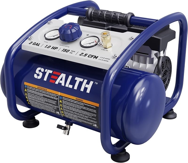 STEALTH Air Compressor 3 Gallon, Quiet Air Compressor, Oil-Free Air Tool, for Tire Inflator, Auto Repair, Woodwork
