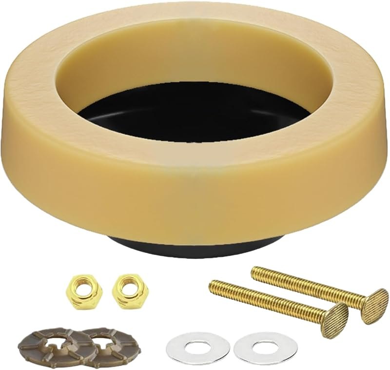 Toilet Wax Ring Replacement Kit for 3" or 4" Drain Pipes with Brass Bolts