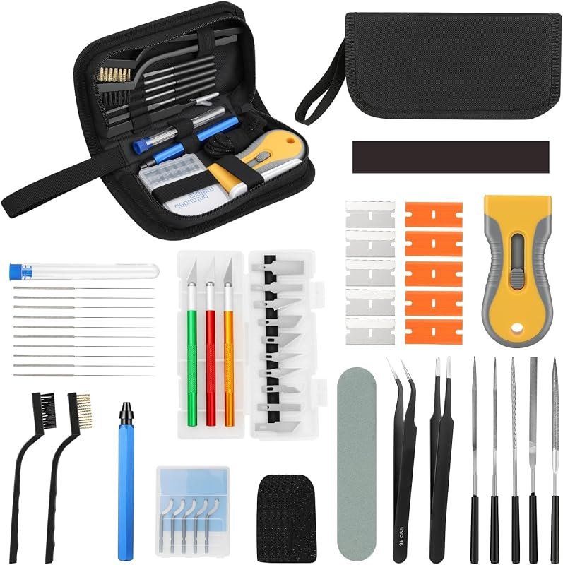 3D Printer Tools Kit - 58PCS 3D Printer Accessories 3D Printing Tool Kit with Nozzle Cleaning Kit, Deburring Tool