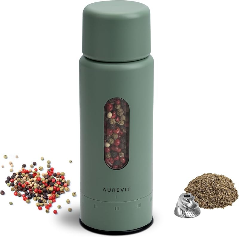 Manual Pepper Grinder, Single Pepper Mill with 420 Stainless Steel Core, External Adjustable Coarseness, Refillable