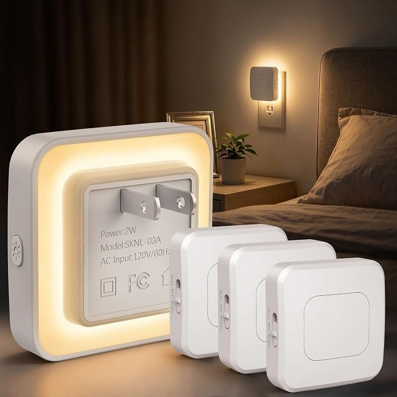 Plug-in LED Backlit Night Light 4 Packs Motion & Dusk to Dawn Sensor — motion sensor night light for motion sensor