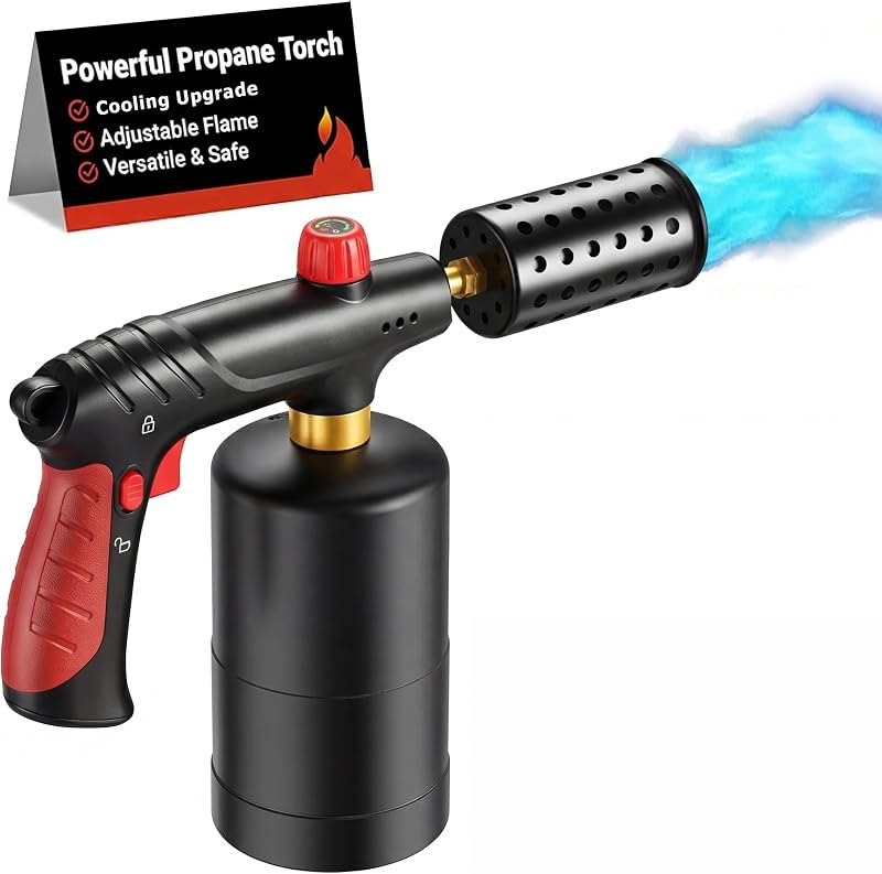 Propane Torch, flame thrower gun, Kitchen Cooking Torch, Sous Vide, Adjustable Wood Torch Burner for Searing Steak