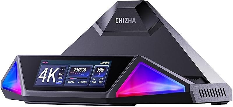 DOCKCASE & CHIZHA Docking Station for Steam Deck OLED/ROG Ally/Legion Go, USB-C HUB with 100W PD, Optical Audio &