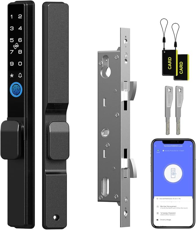 Sliding Door Smart Lock,Sliding Door Lock Fingerprint,Smart Mortise Lock RFID APP Smart Lock Biometric Patio Door Lock
