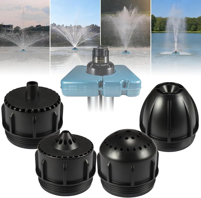 Goldlife Pond Fountain Aerator Nozzle - N3 Nozzle Kit, 4-in-1 Unique Water Flow Modes, Black ABS Water Spray Sprinkler
