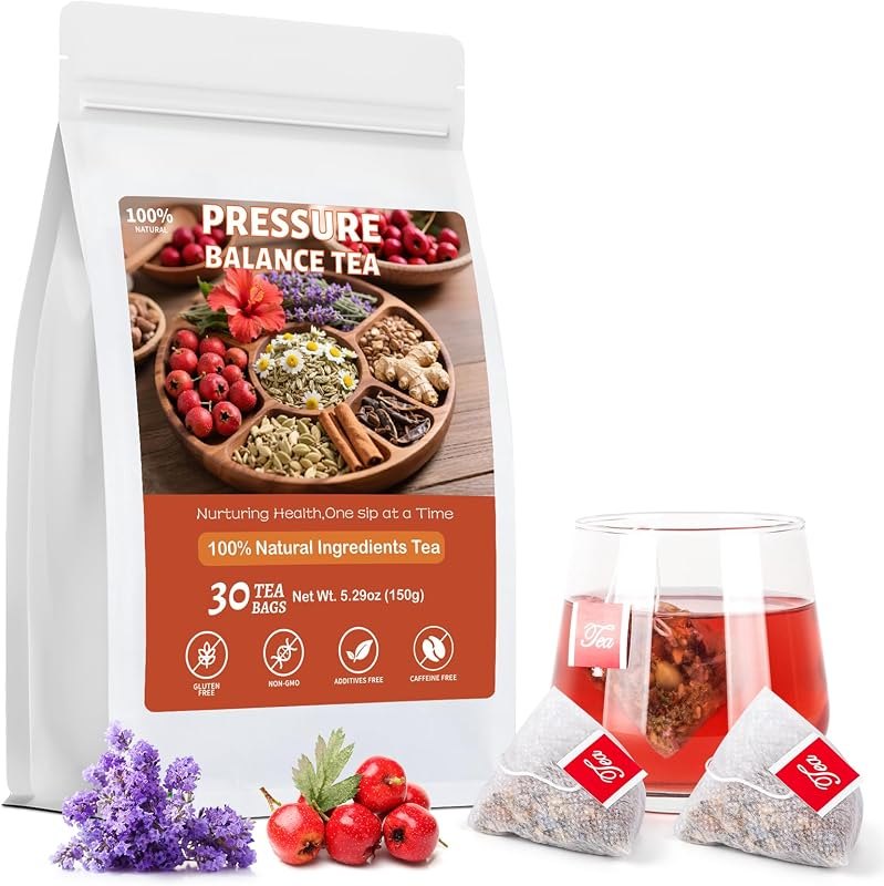 Pressure Balance Herbal Tea, Natural Traditional Chinese Herbal Teabags for Men & Women, Caffeine-Free, Sugar-Free, 9