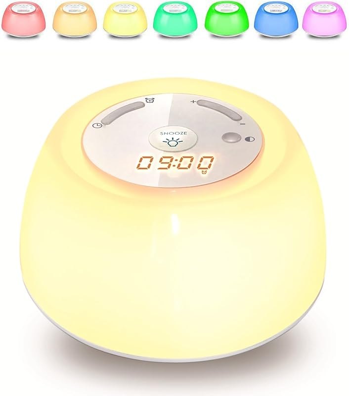 Wake Up Light Sunrise Alarm Clock with 256 RGB Colors, Natural Wake Up Simulation, Timer & Snooze Function, Portable