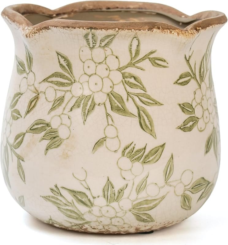 Dosayes Rustic Ceramic Pot for Plant, 6 Inch Vintage Flower Pot — Giant Plant Pot for giant plant pot