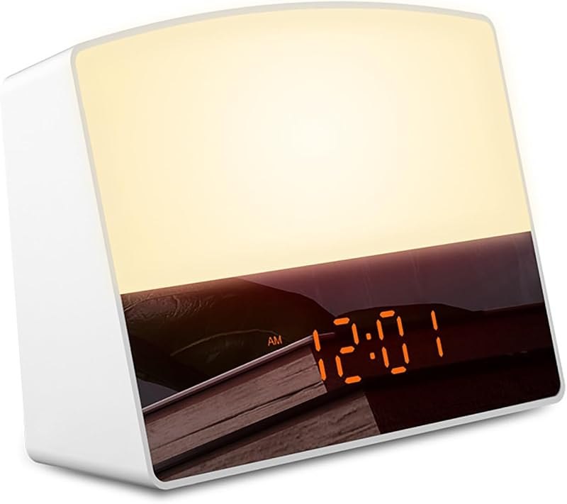 Sunrise Alarm Clock Wake Up Light with Sunrise Simulation & 7 Color Mood Lighting, 6 Natural Sounds, Timer, Snooze for