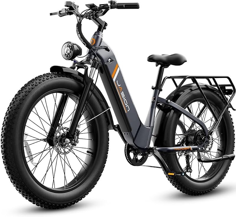 Jasion Thunder Electric Bike,1800W Peak Ebikes for Adults,26''Fat Tire Best Ebike for Men,80 Miles with 864Wh