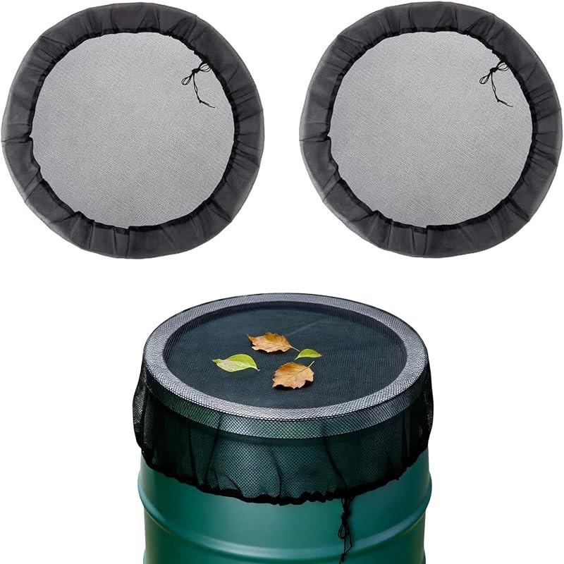 2-Pack Mesh Cover for Rain Barrels, 39 Inch Debris Cover with Drawstring, Outdoor Water Collection Bucket Protector