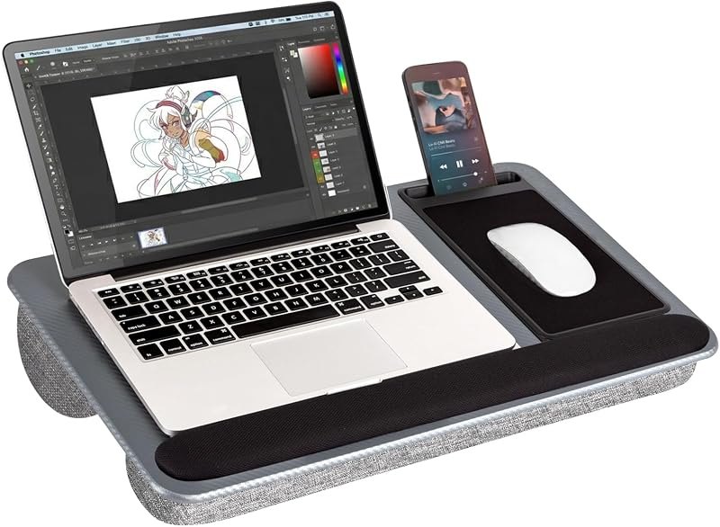 Cyberguys Comfort Lap Desk with Adjustable Cushion Fill up to 15.6 in — lap desk with mouse for laptop bed tray
