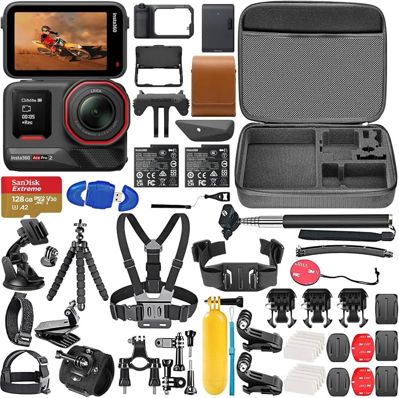Insta360 Ace Pro 2 Flash Print Bundle - 8K Waterproof Action Camera with 1/1.3" Sensor, Dual AI Chip, Leading Low