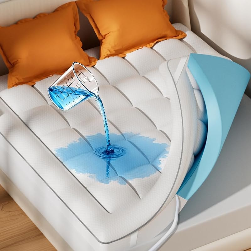 Waterproof Dual Layer 4 Inch Memory Foam Mattress Topper Twin XL Size for Dorm Room, 2 Inch Gel Memory Foam Plus 2