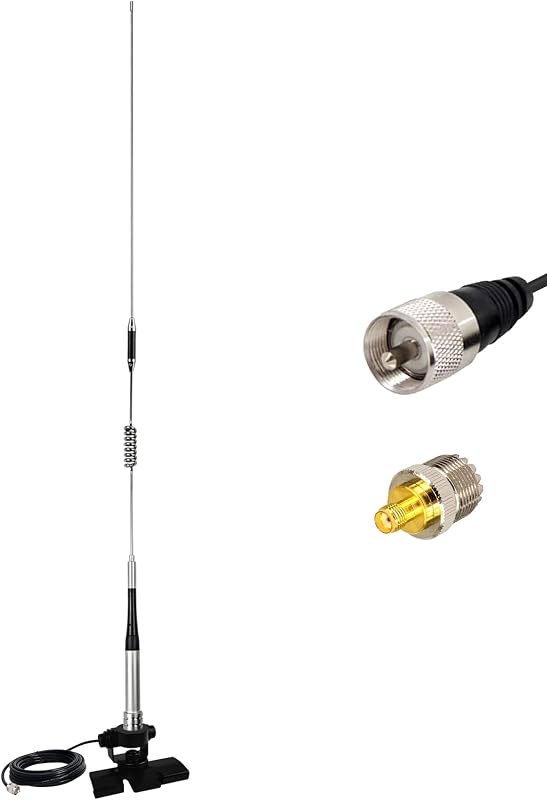 Dual Band 2m 70cm Ham Radio Antenna VHF UHF (136-174MHz 400-470MHz) Antennas with Lip Mount Fixed Bracket 16ft Cable