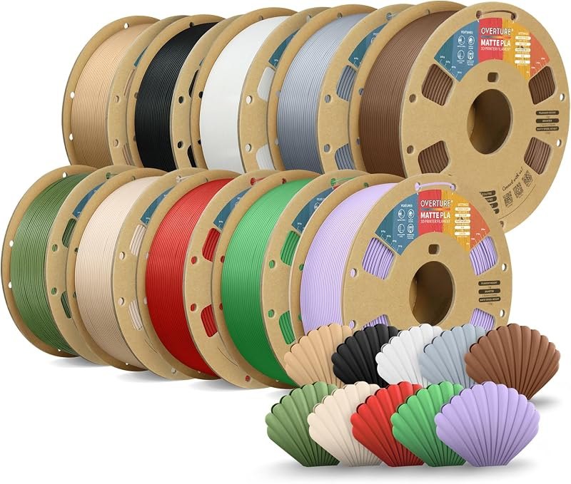 OVERTURE 10KG Bundle Matte PLA,Low Warp & Matte Surface 3D Printer Filament — PLA filament 1.75mm for pla filament 75mm
