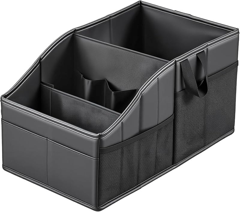 WHHMK Sturdy Leather Car Storage Support Up to 33 LB of Weight, Black — auto car organizers for auto car organizers
